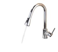 Brushed Nickel Kitchen Faucet with Flexible Pull Out Nozzle, Hot Cold Water Mixer Tap, Matte Black, Stream Sprayer Head(Chrome A)