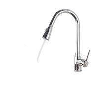Brushed Nickel Kitchen Faucet with Flexible Pull Out Nozzle, Hot Cold Water Mixer Tap, Matte Black, Stream Sprayer Head(Chrome B)