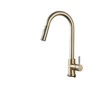 Brushed Nickel Kitchen Faucet with Flexible Pull Out Nozzle, Hot Cold Water Mixer Tap, Matte Black, Stream Sprayer Head(Brushed Gold D)
