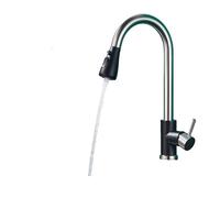 Brushed Nickel Kitchen Faucet with Flexible Pull Out Nozzle, Hot Cold Water Mixer Tap, Matte Black, Stream Sprayer Head(Black Nickel A)