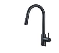 Brushed Nickel Kitchen Faucet with Flexible Pull Out Nozzle, Hot Cold Water Mixer Tap, Matte Black, Stream Sprayer Head(Matte Black D)