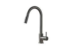 Brushed Nickel Kitchen Faucet with Flexible Pull Out Nozzle, Hot Cold Water Mixer Tap, Matte Black, Stream Sprayer Head(Gun Grey D)