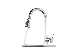 Brushed Nickel Kitchen Faucet with Flexible Pull Out Nozzle, Hot Cold Water Mixer Tap, Matte Black, Stream Sprayer Head(Chrome C)