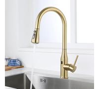 Brushed Nickel Kitchen Sink Faucet Gooseneck Design Single Lever Handle Pull-Out Spray Sensor Tap for Easy Water Control Modern Kitchen Fixture