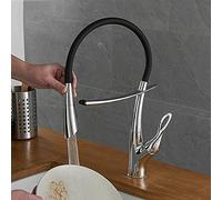 Brushed Nickel Kitchen Sink Faucet, Single Handle Pull Down Tap for Bar & Farmhouse, 360° Commercial Mixer, Modern Design, & Easy to Install
