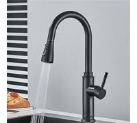 Brushed Nickel Kitchen Sink Tap 360° Swivel Pull-Out Mixer Faucet Hot & Cold Water Deck Mounted Single Hole Stylish Black & Silver Design for Modern Kitchens