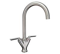 Brushed Nickel Kitchen Tap Dual Lever Hapilife Vintage Kitchen Mixer Taps 1 Hole with 360 Swivel Spout Monobloc Sink Taps Mixer Faucet Brushed Steel