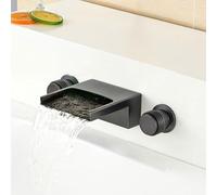 Brushed Nickel/ORB Basin Facet Dual Handles Three Holes Wall Mounted Mixer Tap(Black D)