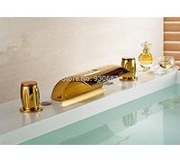 Brushed Nickel/ORB Basin Facet Dual Handles Three Holes Wall Mounted Mixer Tap(Gold A)