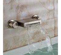 Brushed Nickel/ORB Basin Facet Dual Handles Three Holes Wall Mounted Mixer Tap(Nickel A)