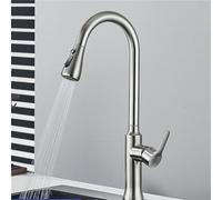 Brushed Nickel Pull Out Kitchen Faucet 360° Swivel Spout Hot & Cold Mixer Tap Deck Mounted Single Handle Sink Taps for Modern Kitchens