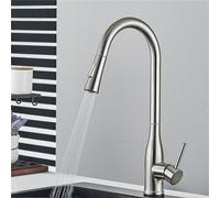 Brushed Nickel Pull-Out Kitchen Faucet 360° Swivel Spout Hot & Cold Mixer Tap Deck Mounted Single Hole Sink Tap for Modern Kitchens E Friendship Years