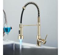 Brushed Nickel PullDown Kitchen Faucet SingHandHot Cold Water Mixer Swivel Spout Tap for Sink Modern Design Easy Installation Includes 1 Faucet Black Finish