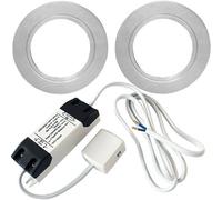 Brushed Nickel Round Flush Under Cabinet Kitchen Light Kit With Warm White Led