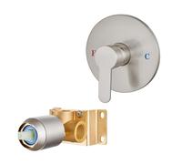 Brushed Nickel Round Shower Head Single Handle Bathtub Valve Brass Mixer Tap Concealed Valve Bathroom Trim Kit Modern Shower Faucet for Luxury Bathrooms