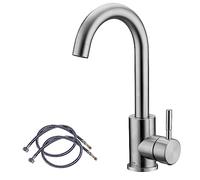 Brushed Nickel SUS304 Stainless Steel Bathroom Sink Faucet - 360° Swivel Mixer Tap for Washbasin, Bar, Kitchen - Modern Design, Easy to Install