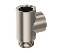 Brushed Nickel T Piece Adapter for Radiator Towel Rails Duel Fuel