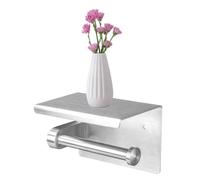 Brushed Nickel Toilet Paper Roll Holder with Shelf Storage Silver Toilet Tissue Holder for Bathroom Wall Mount Accessories Tp Holder Stainless Steel Material