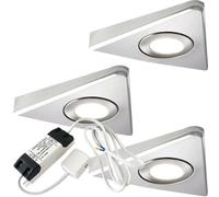 Brushed Nickel Triangle Under Cabinet Kitchen Light And Driver Kit With Natural White Led