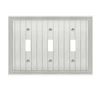 Brushed Nickel Triple Toggle Light Switch Cover Plate Sunken Pearls Decorative Switch Plates Covers Durable Solid Zinc Alloy 3 Gang Wall Plates