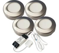4x 2.6W LED Kitchen Cabinet Surface Spot Lights & Driver Steel Natural White