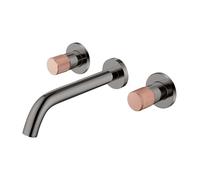 Brushed Nickel Wall Mounted 3 Hole Bathroom Faucet Double Handle Mixer 21cm Spout Brass Construction Stylish and Modern Design for Elegant Bathrooms