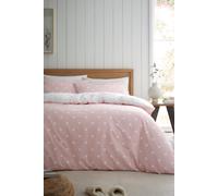 'Brushed Polka Dot' Cotton Reversible Duvet Cover Set Catherine Lansfield Pink Double
