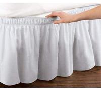 Brushed Polyester Bed Skirt with 3 Fabric Sides Elastic Dust Ruffle Easy Fit 38cm Drop Polyester (White, Double Size)
