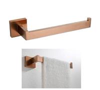 Brushed Rose Gold Bathroom Accessories Set - 2 Piece Square Design: Toilet Paper Holder, Towel Bar, Robe Hook & 50cm Towel Rack - Modern Luxury Home Decor