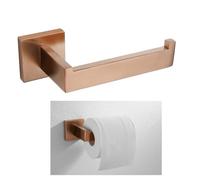 Brushed Rose Gold Bathroom Accessories Set - Modern Square Design Toilet Paper Holder, Towel Bar & Robe Hook - 2 Piece Luxury Decor with 50cm Towel Rack
