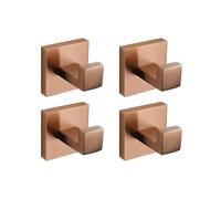 Brushed Rose Gold Bathroom Accessories Set - Square Tissue Holder Towel Bar Robe Hook 4-Piece Collection for Stylish Home Decor and nization