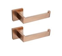 Brushed Rose Gold Bathroom Accessory Set - Square Toilet Paper Holder Towel Rack Bathrobe Bar & 2-Piece Towel Holder - Elegant Bathroom Decor for Modern Homes