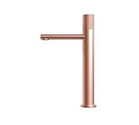 Brushed Rose Gold High-End Basin Faucet, Solid Brass Round-Handle Hot & Cold Mixer Tap for Hotel Bathrooms(H)