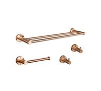 Brushed Rose Gold Stainless Steel Wall-Mounted Towel Hook Set - Elegant Robe Hook & Soap Dish for Chic Bathroom Decor - Ideal Towel Ring & Stylish Home nization Accessory