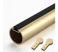 Brushed Round Wardrobe Closet Rod for Hanging Clothes, Wall or Ceiling Mounted Heavy Duty Valet Rod, Metal Closet Organizer Rack with Brackets(Gold,70cm(27 1/2"))