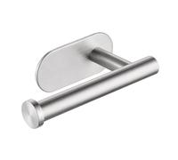 Brushed Silver Loo Roll Holder Stainless Steel No Drill Wall Mounted Bathroom Tissue Rack Modern Vintage Storage Bar