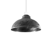 Brushed Silver Metal Lamp Shade, 11.42" Lampshade for Ceiling Lights & Pendant Lights, Retro Industrial Easy Fit, Light Shade for Living Room, Kitchen & Bedroom