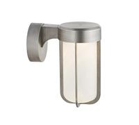 Brushed Silver Outdoor Wall Light & Frosted Glass Shade IP44 Rated 8W LED Module