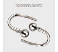 (Brushed Silver - Plain Ball) 2 X Plain Metal Curtain Hold Backs Black Chrome Brushed Silver Wall Tie Backs Holder