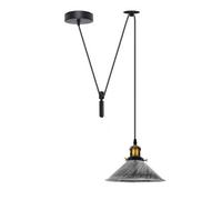 Brushed Silver Single Head Hanging Light 195Cm Adjustable Cord Bulb Base 60W E27 Retro Industrial Lighting Island Lamp 110V-240V