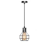 Brushed Silver Wire Cage Pendant Light Ceiling Metal Basket Lamp Shade E27 | Retro Modern pendant light geometric metal basket lamp shade and 90cm adjustable cable for kitchen islands and dining rooms