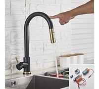 Brushed Smart Touch On Kitchen Faucet Sensor 360 Rotation Pull Out Single Handle Mixer Tap Two Water Modes Sink Crane Hot Cold Heavy Duty LWX