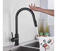 Brushed Smart Touch On Kitchen Faucet Sensor 360 Rotation Pull Out Single Handle Mixer Tap Two Water Modes Sink Crane Hot Cold Heavy Duty LWX