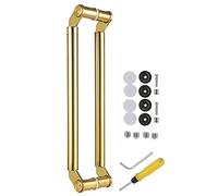 Brushed Stainless Steel Barn Door Handle 16-48" - Sliding Push Pull Bar for Kitchen Shower Garage - Double-Sided Mounting Gold Finish - Entry Door Hardware