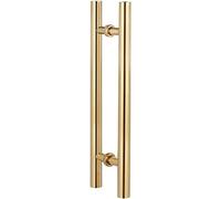 Brushed Stainless Steel Barn Door Handle Double Sided Push Pull Entry Handle Heavy Duty H Shape Sliding Door for Glass/Wood 24" / 31.5" / 47" Gold Finish