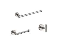 Brushed Stainless Steel Bathroom Accessory Set - Towel Rack, Toilet Paper Holder, Hand Towel Ring, Bathrobe Hook, 60cm Towel Bar, Modern Home Décor Essentials