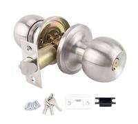 Brushed Stainless Steel Entry Door Knob Set Privacy and Passage Door Lock Kit with Three Keys for Bedroom Bathroom Home Office or Workplace