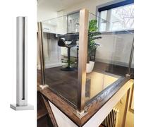 Brushed Stainless Steel Glass Railing Post System, Indoor Stair Balustrade Clamp, Safety Handrail with Spigot Slots, Deep Coffee Finish, 42in Height