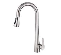 Brushed Stainless Steel Kitchen Sink Mixer Tap with Pull Down Sprayer 360° Rotat Hot & Cold 2 Functs Single Hole Faucet for Modern Kitchens