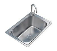 Brushed Stainless Steel Square Kitchen Sink with 2 Tap Holes Built-in Soap Dispenser Top Mount or Undermount Durable & Stylish Design for Modern Kitchens